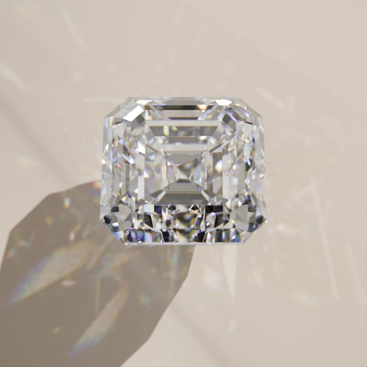 Asscher cut moissanite, rendered