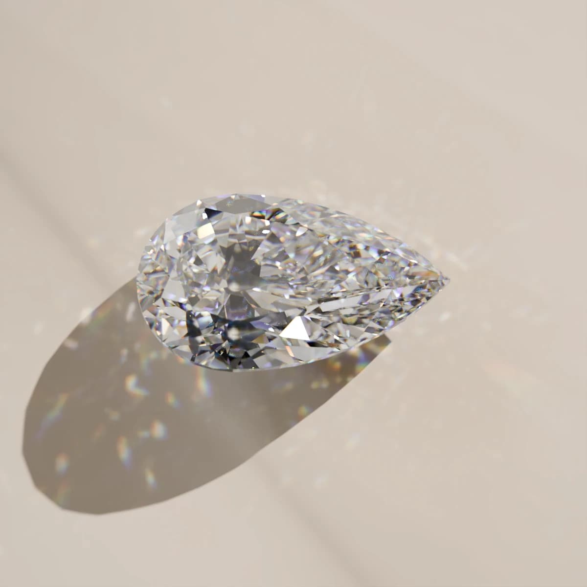 Pear cut moissanite, rendered