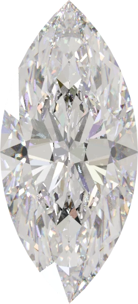 10×5mm marquise moissanite shown at life size on a hand