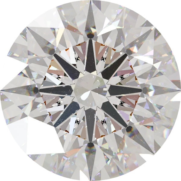 6.5mm round moissanite shown at life size on a hand